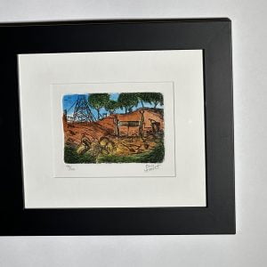 Pro Hart Abandoned Mine Etching Framed
