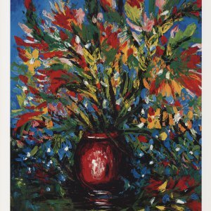 Flowers In Red Vase 72X55cm