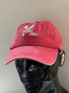 Unisex brushed denim look Cap - Burgundy Dragonfly